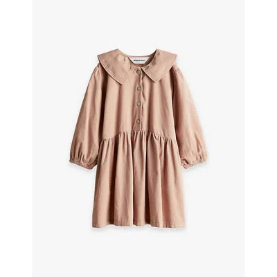 H&m Adorables Kids' Beige Sailor-collar Long-sleeve Organic-cotton Dress 2-10 Y