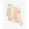 H&m Adorables Yellow Bright Sporty Striped Pack Of Four Rib-knit Socks