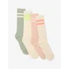 H&m Adorables Yellow Bright Sporty Striped Pack Of Four Rib-knit Socks