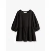 H&m Adorables Textured Balloon-sleeve Cotton-jersey Dress 2-10 Y In Black