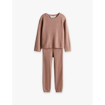 H&m Adorables Kids' Two-piece Ribbed Wool Set 2-10 Y In Beige