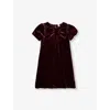 H&M ADORABLES RED DARK VENUS PUFF-SLEEVE BOW-FRONT VELVET DRESS 2-10