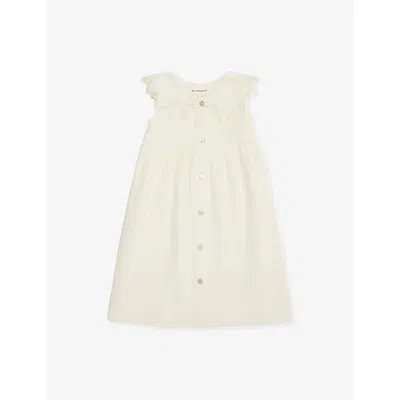 H&m Adorables Kids' White Dusty Light Collared Short-sleeve Cotton-muslin Dress 2-10 In Gray