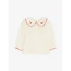 H&m Adorables White Dusty Light Embroidered-collar Cotton Top 4 Month-3 In White