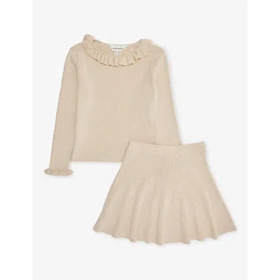 H&m Adorables Kids' White Dusty Light Frilled Knitted Cotton Set 2 In Gold