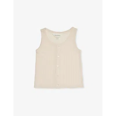 H&m Adorables Babies' Picot-trim Cotton-blend Top 2-10 In White Dusty Light