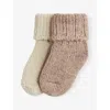 H&m Adorables White Dusty Light Ribbed Wool-blend Socks Set Of Two In White