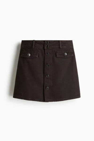 H&m A-line Denim Mini Skirt In Brown