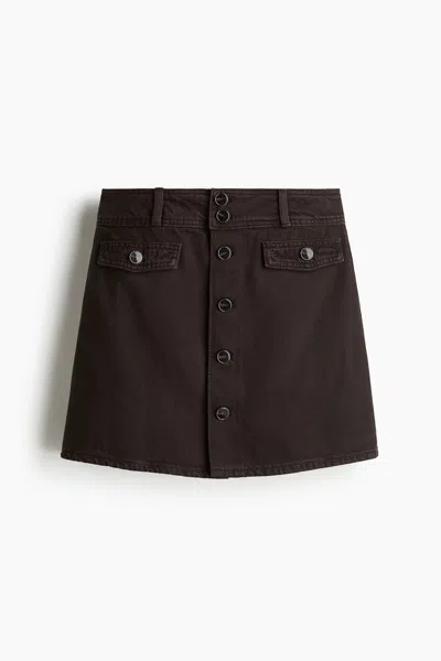 H&m A-line Denim Mini Skirt In Brown