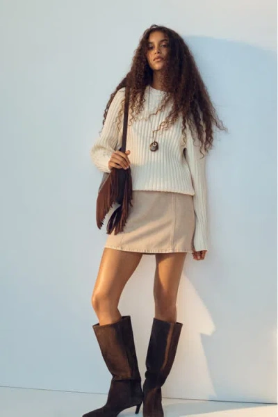 H&m A-line Mini Skirt In Neutral