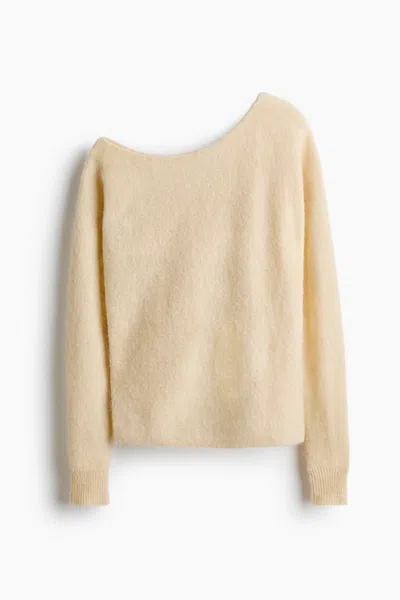 H&m Alpaca-blend One-shoulder Sweater In Neutral