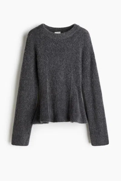 H&m Alpaca-blend Peplum Sweater In Gray