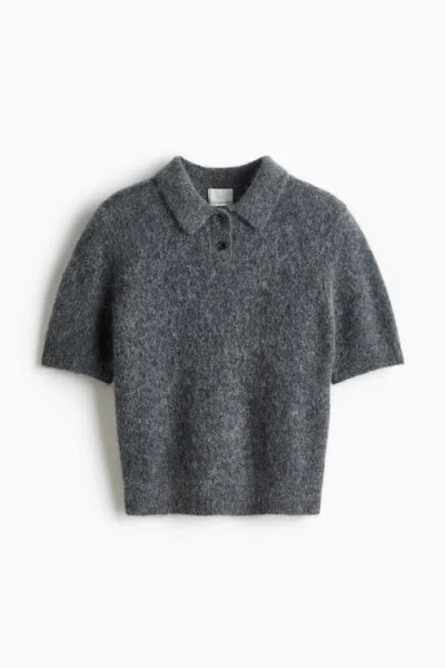 H&m Alpaca-blend Polo Shirt In Gray