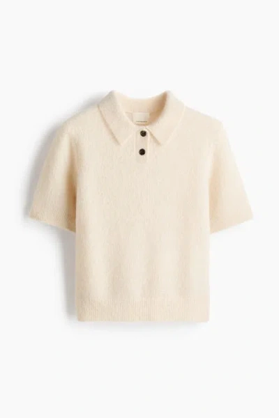 H&m Alpaca-blend Polo Shirt In Neutral