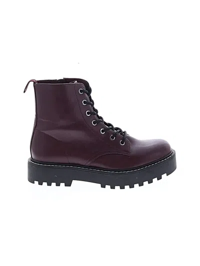 Pre-owned H&m Ankle Boots In Burgundy