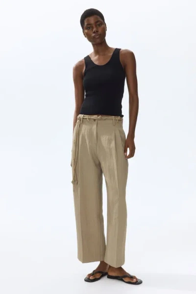 H&m Ankle-length Twill Trousers In Brown