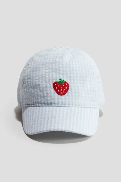 H&m Appliquéd Cotton Cap In Blue