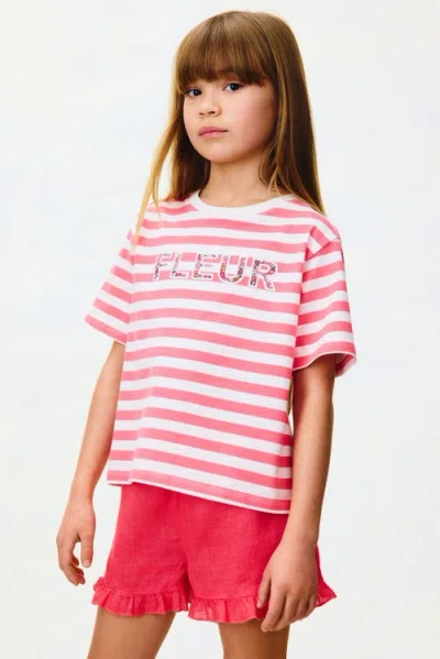 H&m Kids'  Appliquéd Cotton T-shirt In Pink
