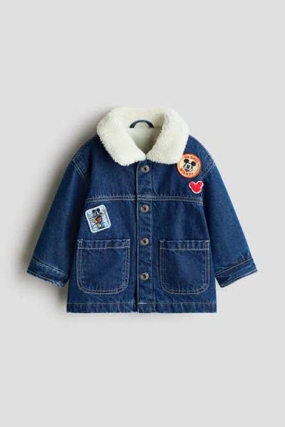 H&m Babies'  Appliquéd Denim Jacket In Blue