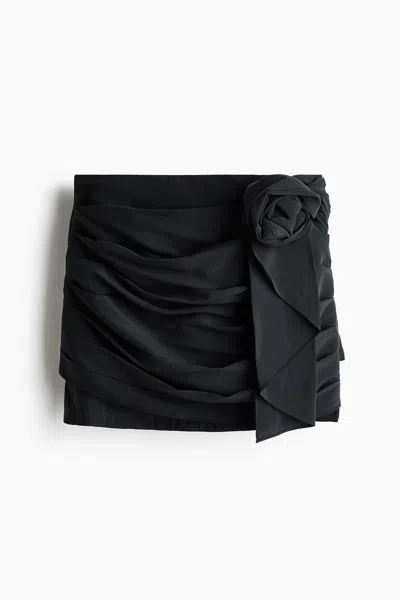 H&m Appliquéd Mini Skirt In Black