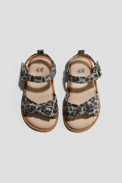 H&m Kids' Appliquéd Strappy Sandals In Animal Print