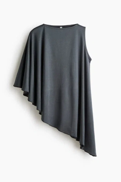 H&m Asymmetric Cape Top In Blue