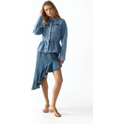 H&m Asymmetric Denim Skirt In Blue