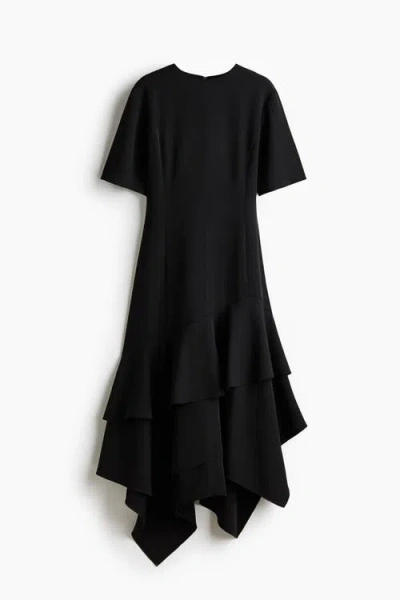 H&m Asymmetric Dress In Black