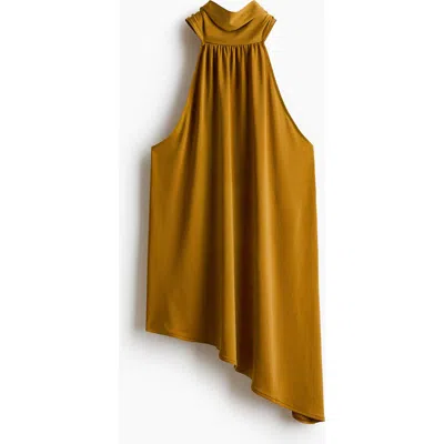 H&m Asymmetric Halterneck Top In Brown