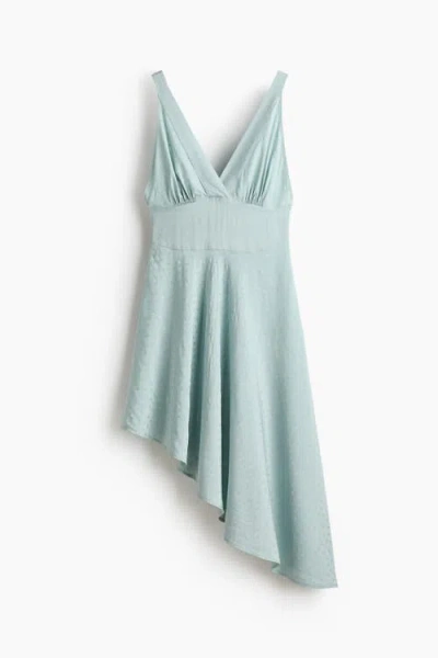 H&m Asymmetric Jacquard-weave Dress In Blue