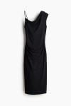 H&m Asymmetric Jersey Dress In Black