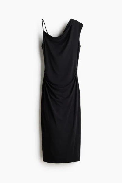 H&m Asymmetric Jersey Dress In Black