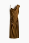 H&m Asymmetric Jersey Dress In Brown