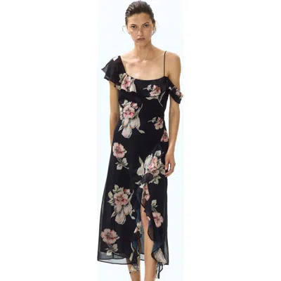 H&m Asymmetric Open-shoulder Dress In Black