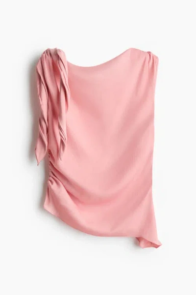 H&m Asymmetric Tie-detail Top In Pink