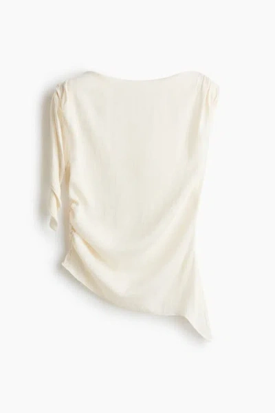H&m Asymmetric Tie-detail Top In White