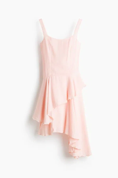 H&m Asymmetric Tiered Dress In Pink