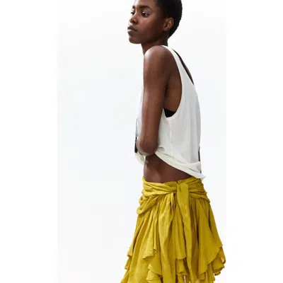 H&m Asymmetric Viscose Mini Skirt In Yellow