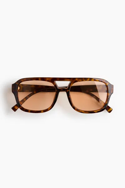 H&m Aviator-style Sunglasses In Brown/tortoiseshell Pattern