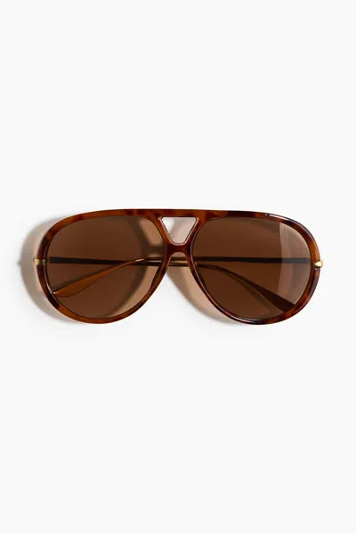 H&m Aviator-style Sunglasses In Brown/tortoiseshell Pattern