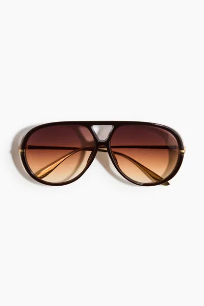 H&m Aviator-style Sunglasses In Dark Brown