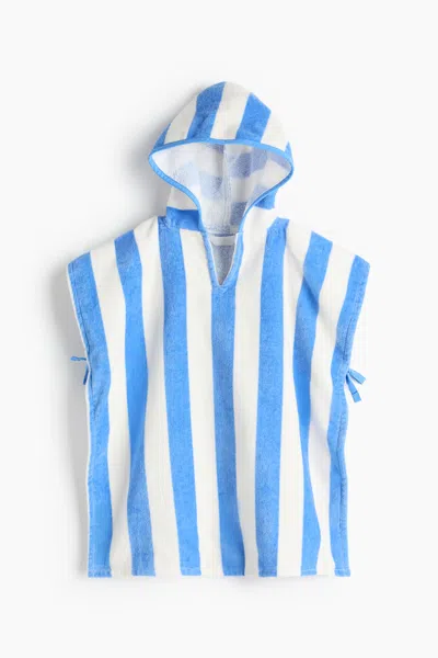 H&m Baby Poncho Towel In White/blue Striped
