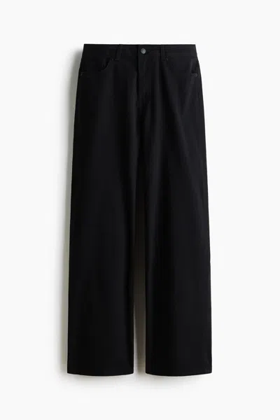 H&m Baggy Cotton Twill Pants In Black