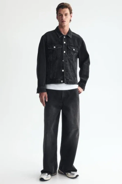H&m Denim Trucker Jacket In Black