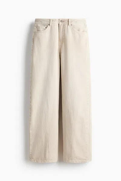 H&m Baggy Regular Waist Jeans In Neutral