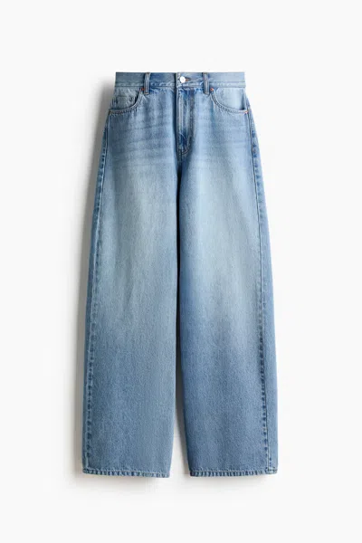 H&m Baggy Regular-waist Barrel Jeans In Blue