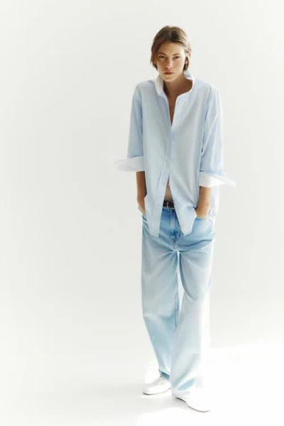 H&m Baggy Regular-waist Barrel Jeans In Blue