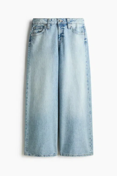 H&m Baggy Wide Low Waist Jeans In Blue