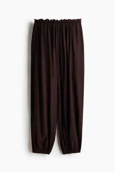 H&m Balloon Drawstring Trousers In Brown