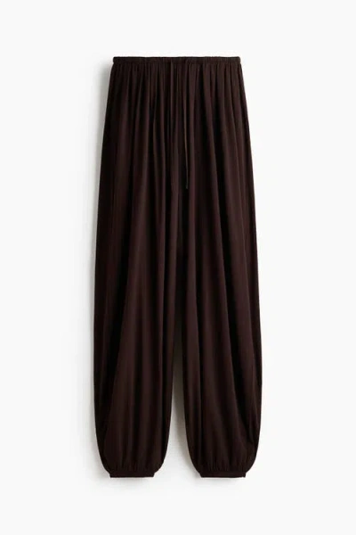 H&m Balloon Drawstring Trousers In Brown
